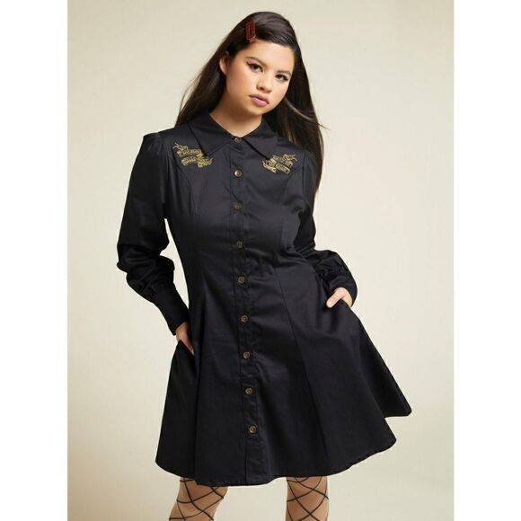 Harry Potter Marauder's Map Long-Sleeve Collared Dress (Med) - Picture 1 of 10